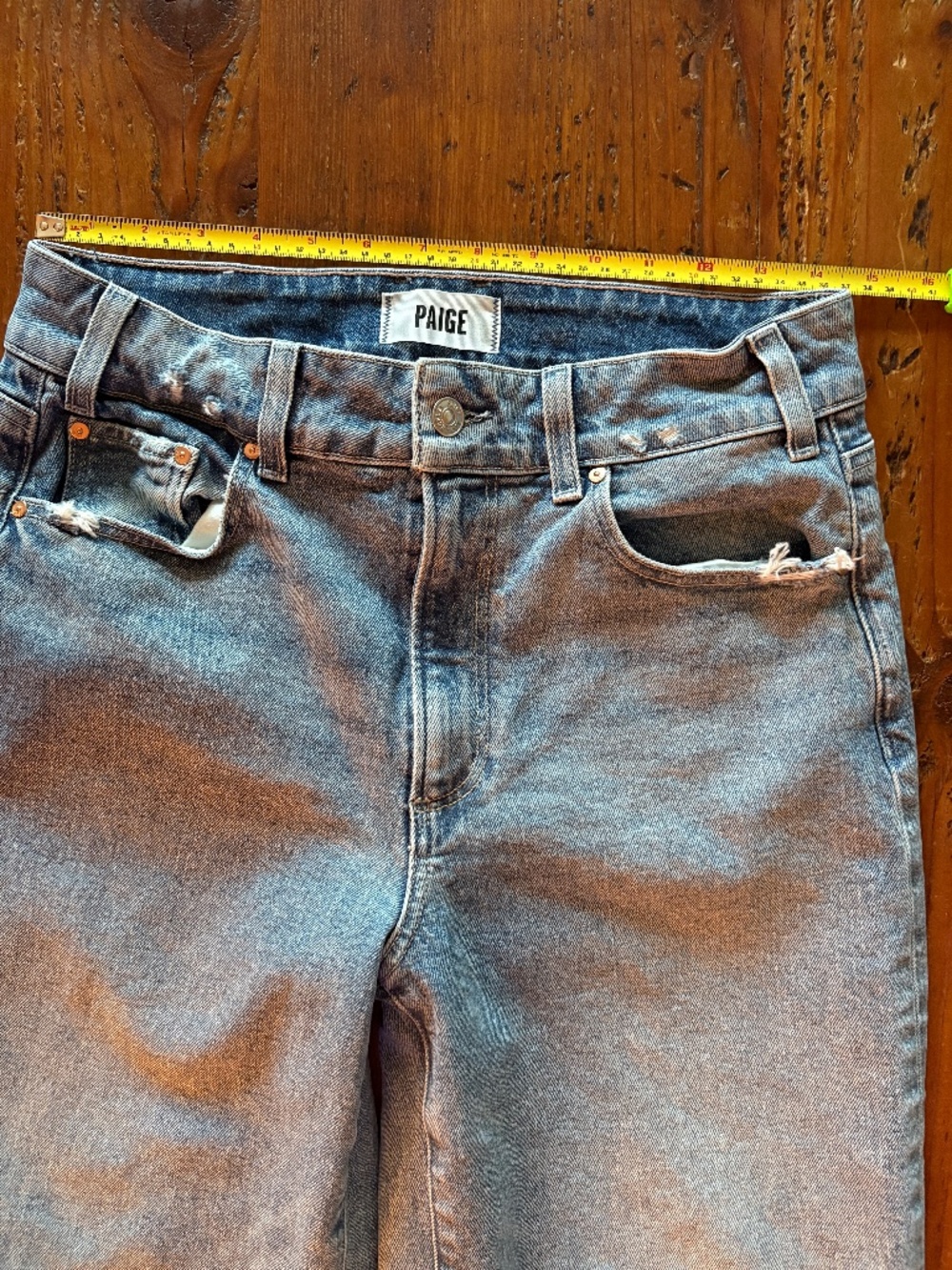 Paige Sasha Petite Wide Leg Jeans Size 29, Distressed, 99% Cotton, High Waist - Picture 13 of 13